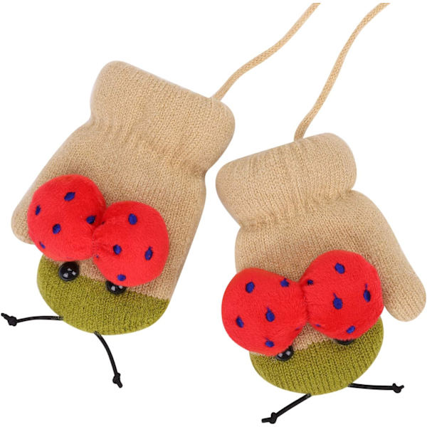 （Khaki）Barnvantar Vantar Stickade Termiska Hel Finger Mitte