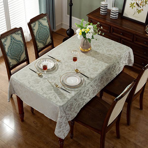 (Rektangulär/avlang, 130 x 180 cm (4-6 platser)) Jacquard bordsduk Blommig Damask Bordsduk Sp Sandy