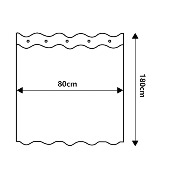 Bruseforhæng 80x180cm - Anti-skimmel bruseforhæng med vægtet søm,