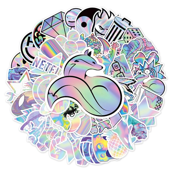 Laser Art Graffiti-klistermärken, 50-pack blandade vinylklistermärken för bärbar dator, telefon, vattenflaska, skateboard