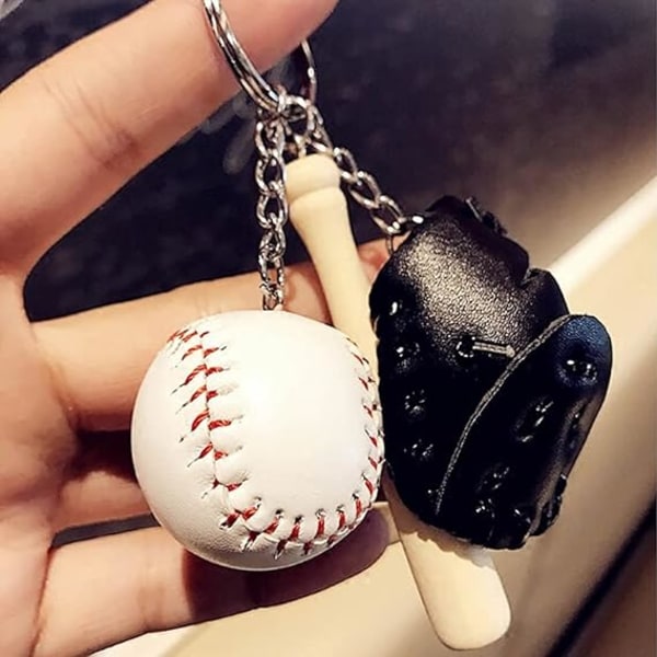 (Svart) Mini Baseball Bat Handske Forma Nyckelring Kreativ Nyckelring Hänge Present