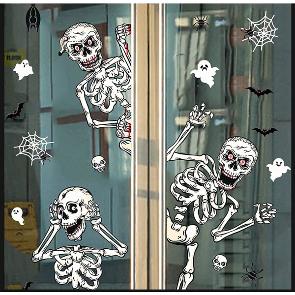 Autocollants de fenêtre squelette d'Halloween, fournitures de fêt