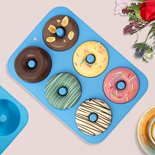 26,9cmx17cmx2,5cm Silikon Donutform til 6 Doughnuts, Sæt af 2. Fødevarekvalitet LFGB Silikon Bagelbageform, Non-Stick