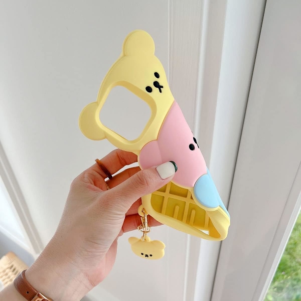 Etui for iPhone 16 Pro Max, Kawaii Telefonvesker 3D Silikon Tegneserie Søt Bjørn Morsom Søt Veske Myk Gummi Støtsikker Beskyttelse