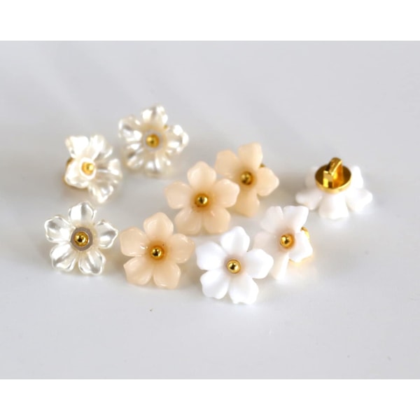 Pakke med 30 stk. Blomsterknapper til Syning Plast Håndværk Knap 13mm (0,52 tommer) Sort