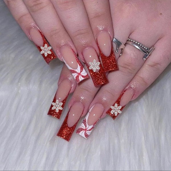 Jul Snöflinga Nagelberlocker 3D Legering Silver Snöflinga Nagelkonst Tillbehör för Akrylnaglar Juldesign Vinter Snöflinga Nagelstenar och Berlocker Nagel