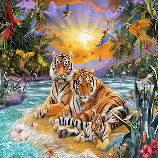 30x40cm Kit#C Peinture Diamant 5D DIY,Tigre Diamond Painting, P