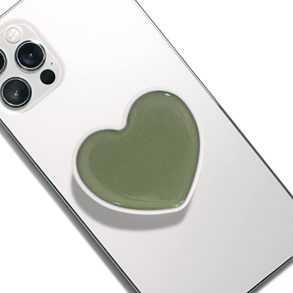 (Jadegrön) Söt Solid Macaron Färg Hjärta Forma Vikbar Mobiltelefon Grepp Stativ Hållare för Smartphone Tablet Cell