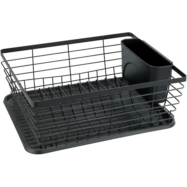 (363×302×145mm) Svart Dryppfat | Svart Vaskestativ | Kjøkkenutstyr | Avtakbar Skuff | Metall og Plast