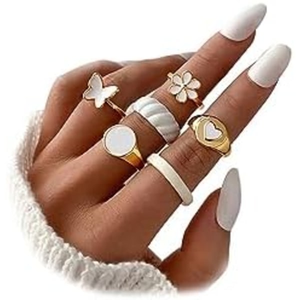 Guld Knuckle Ringe Sæt til Kvinder, Sarte Enkle Trendy Søde Stabelbare Finger Ringe Pakke, Stabling Lagdeling på Tommelfinger og