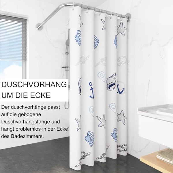 180 x 180 cm Duschdraperi för Badrum med Krokar - PEVA Badrumsgardin för Våtrum, Badkar, Duschkabin
