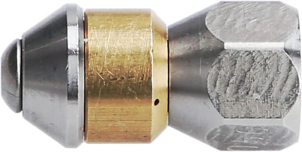 Rotationsdyse til rensning af trykvaskerrør 1/8\" IG indløb, 3 x 0,8 mm 050 rustfrit stål/messing