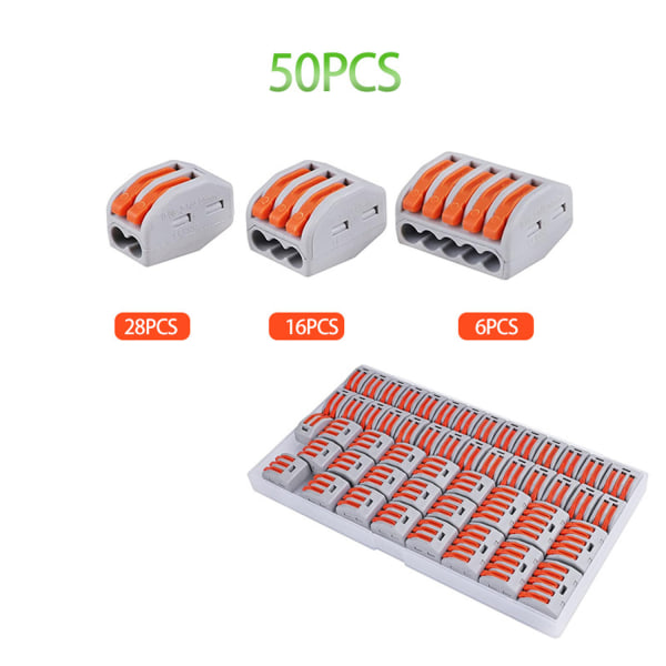 50 Pack Quick Connect-terminaler med håndtag, elektriske kabelklemmer, kabelsko, breakout-stik,