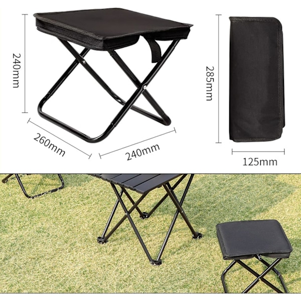 Hopfällbar Campingpall Bärbar Kolstål Hopfällbar Pall Liten Hopfällbar Campingpall med Bärväska Mini Campingpall för Vandring Trädgård Grillning Strand T