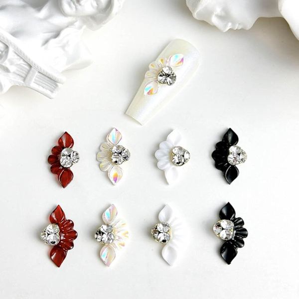 10 stycken blommiga nagelcharms 3D färgglada blommiga nageldekorationer med strassdesign - Perfekt för kvinnor och flickors nageltillbehör