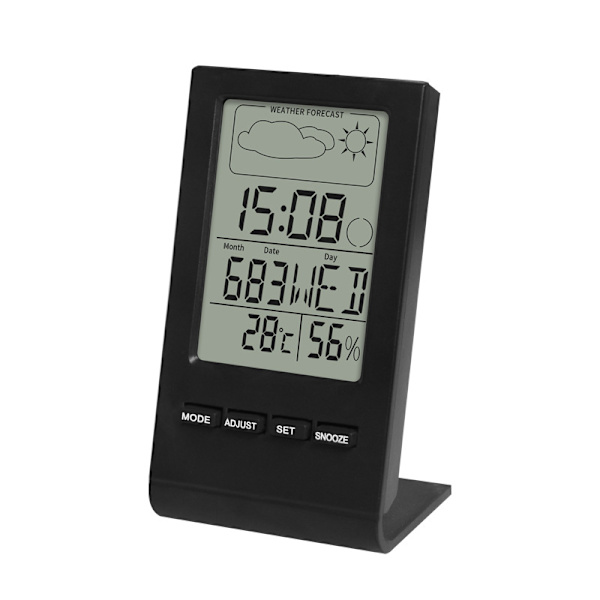 Sort indendørs og udendørs termometer, termometer hygrometer barome
