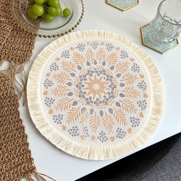 Set med 4 tvättbara bordsunderlägg, 35 cm/13,7 tum, värmebeständiga och halkfria