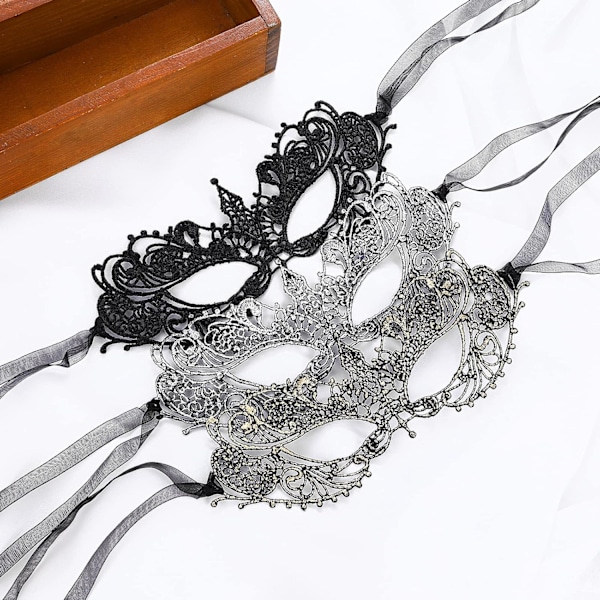 3 st Maskeradmask för vuxna, Mystiska roliga spetsmasker för par Kvinnor Män Spetshuvudbonad Utklädnad för Kostymer