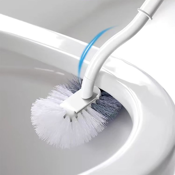 (2 kpl) Ammattimainen WC-harja – Puolipyöreä pää ja 40 cm kaareva kahva, tehokas reunojen puhdistus