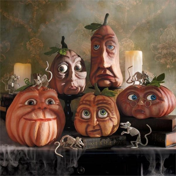 1 Pack Halloween Pumpa Familj Ornament Sex Figurs Kombination Edgar Freak Pumpa Lykta Bar Layo