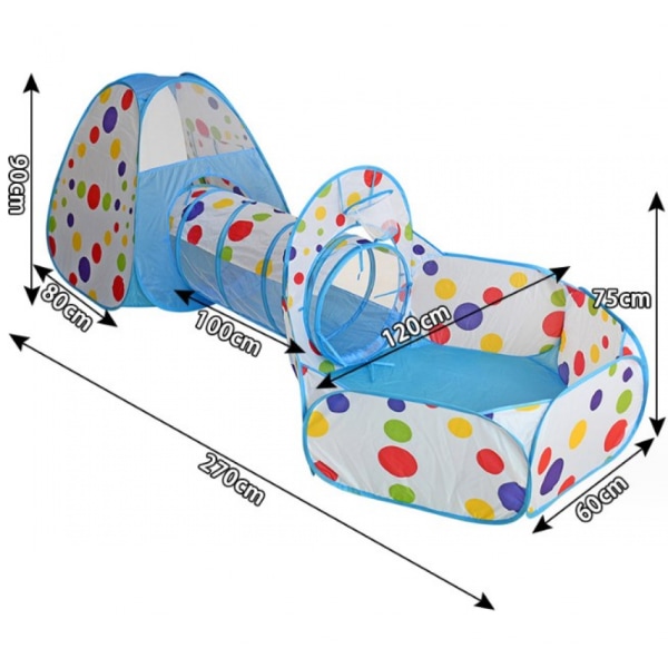 3 i 1 Pop-up-tält med tunnel för barn, boll tält med hopfällbar tunnel, inomhus utomhus, födelsedag Ch
