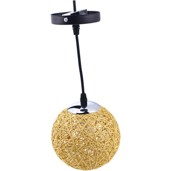 Retro Rund Skygge Rattan Pendel Loftlampe 25cm, Lampe Rattan P