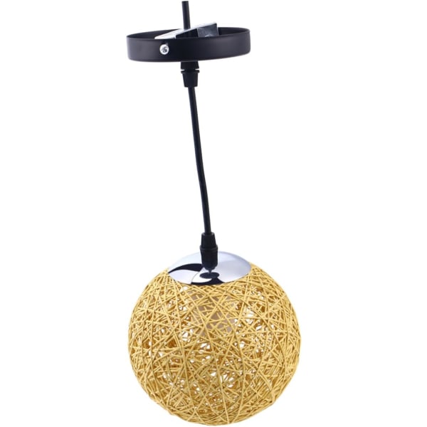 Retro Rund Skygge Rattan Pendel Taklampe 20cm, Lampe Rattan P
