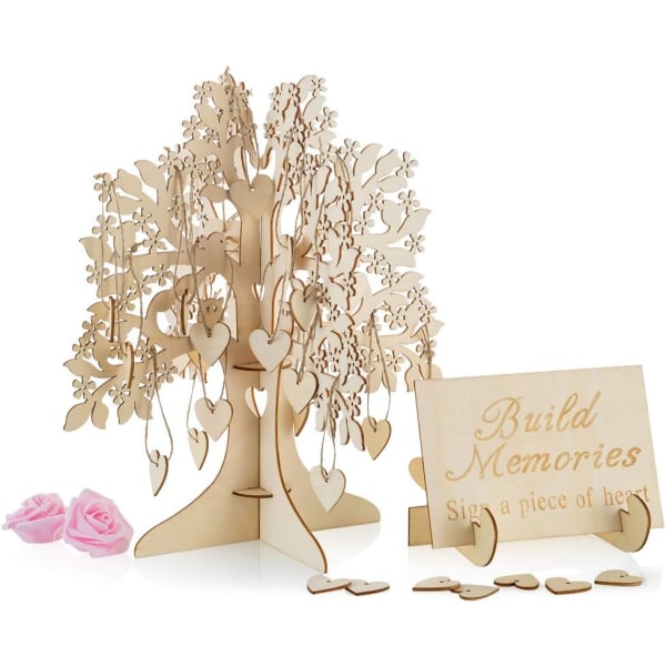 3D Wooden Wish Tree som bröllopsgästbok, Wooden Wish Tree Orn