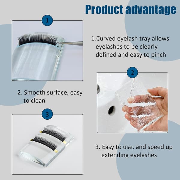 Arc Lash Fliser for Vippeextensions, Klare Glassvippebrett, Vippepall for Vippeextensions, Øyenvippe Extension Krystallpall Vippeholderbrett, 1 Pakke