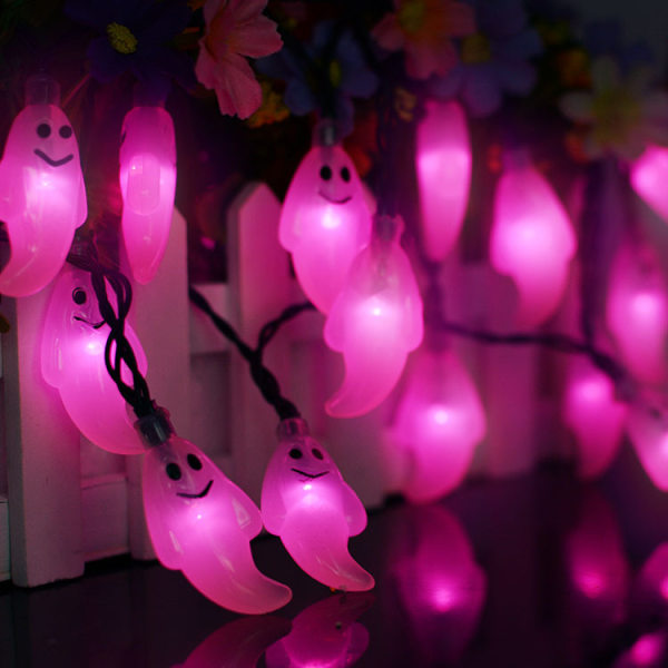 30 LED Halloween-valosarja - 65ft purppuraa haamuvalosarja 30V pistokkeella, laajennettava 8 Hallowe