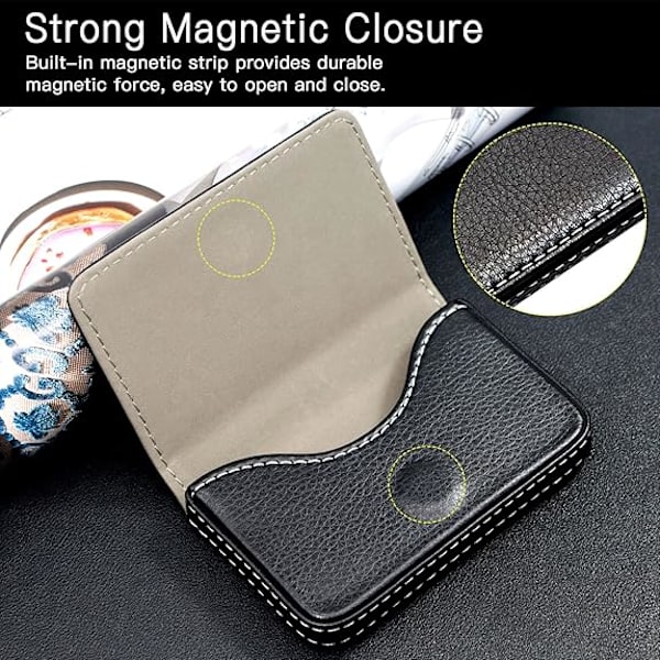 (Sort) 1 stk. Business Card Holder Luksus PU Læder, Business Card Holder Wallet Kreditkort ID Box/H