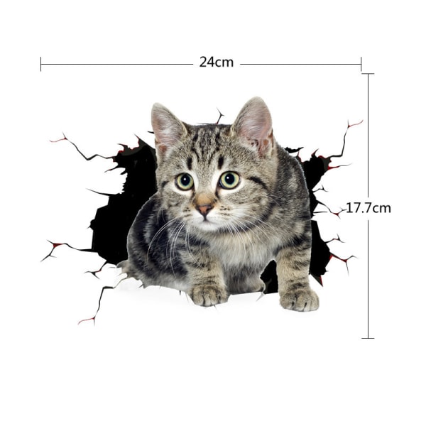 (C)3D Cat Flyttbart bilklistremerke Bildekorasjonsklistremerke Bilvindusanimasjon Morsom dekorasjon Kattunge St