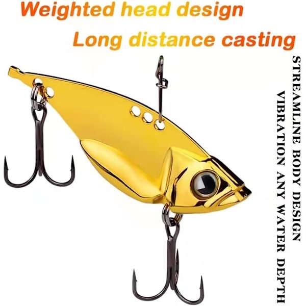 5-pack metallbladbeten för basfiskebeten Hårda metall VIB fiskeskedar Crankbaits S