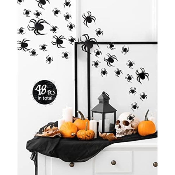 Halloween 3D Hämähäkkikoristeet, Pelottavat Realistiset Mustat Hämähäkkitarrat DIY Ikkuna- ja Seinätarrat Koti- ja Kylpyhuoneen Sisustukseen