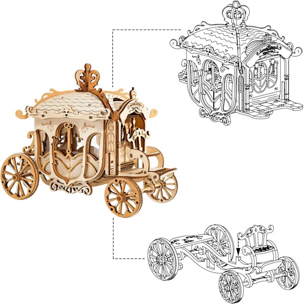 3D Trämodell Kit Vagn Trämodell Kit för Pussel Bygg Craft Kit för Vuxna och Bästa Födelse