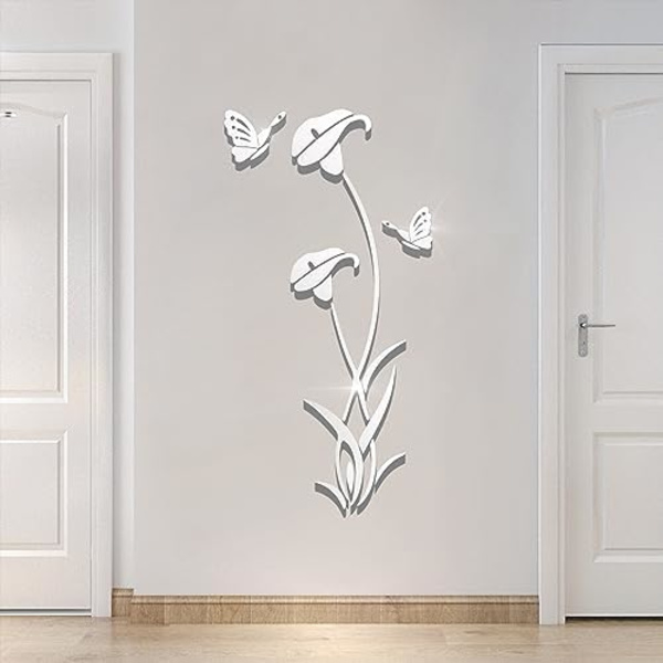 52x 100 cm 3D Lily-kukkapeiliseinätarra Olohuoneen, Makuuhuoneen, Sohvan Taustan, TV-seinän Taustan, DIY-seinätarran Mu