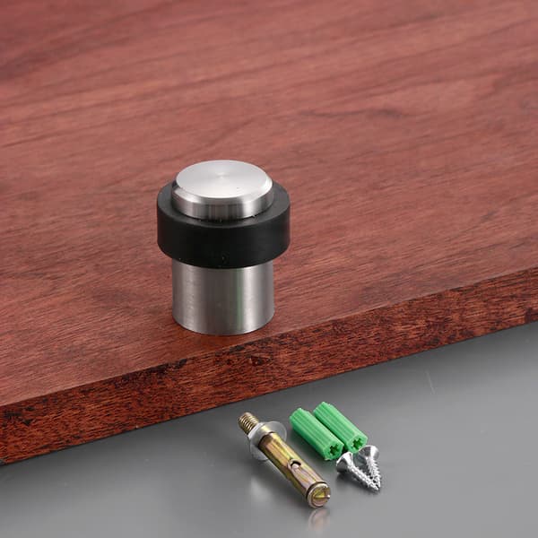 Pakke med 10 dørstoppere i rustfrit stål, cylindrisk gulvdørstopper 4,6 cm