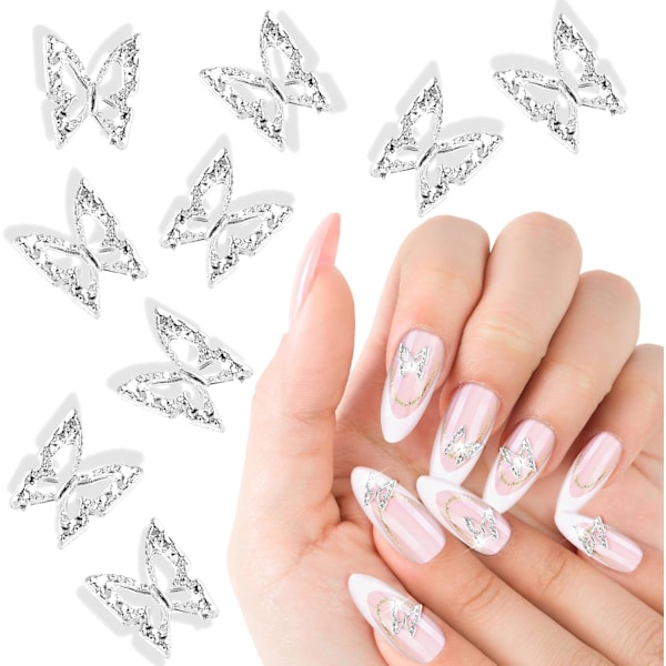 100 Pcs Butterfly Nail Charms 3D Nail Charms Butterflies Shape Nail Gems Butterfly Decoration