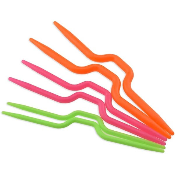 6 Delar Sticknålar för Kabelstickning Set Robust Plast Blandade Färger Säkerhetsnål Kabelstickning Böjda Vävnålar Krokar för Tröjor Strumpor Garn Sömnad Croc