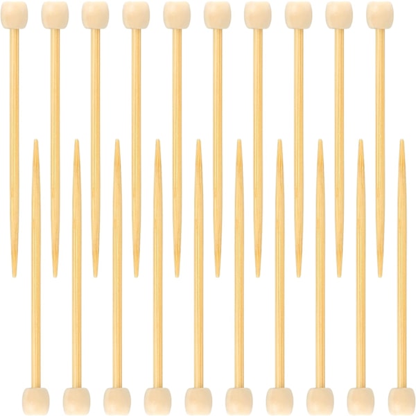 20 Stycken Bambu Virkmärkningsnålar Släta Enkelspetsiga Stickor 7 cm Mini Bambunålar Sticktillbehör för Nybörjare DIY Hantverk M