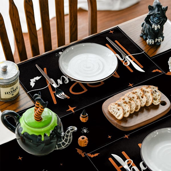 Lepakko-Hämähäkki Onnellinen Halloween -Pöytäliinat, 4 kpl, 12x18 tuumaa, Kausi- ja Lomapöytäliinat Ulko- ja Kotijuhliin
