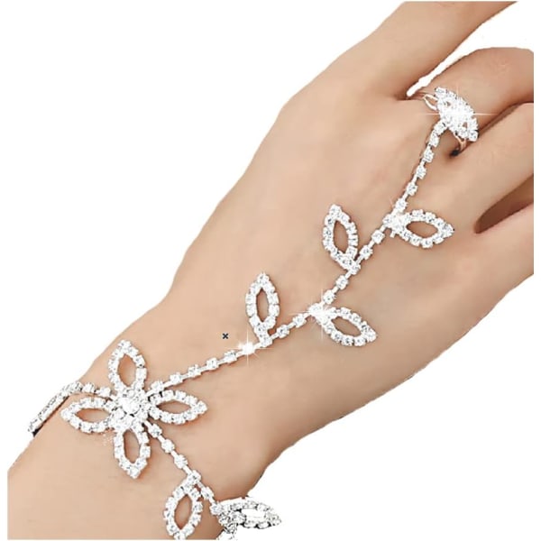 Bröllopsblad Ring Armband Silver Anklet Hand handledsrem B