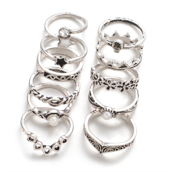 Bohemian Retro Vintage Crystal Joint Knuckle Ring Sets Finger Rin