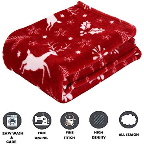 Komfort Luksus Blød Fløjl Juleprint Fleece Tæppe - Juletema Hjemmeindretning Fuzzy Varmt og Hyggeligt Kast til