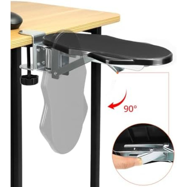 2-pack Rotationsarmstöd - 180° Rotation och 90° Vikbar - Armbågsstöd, Armbågsstöd, Kontorstillbehör