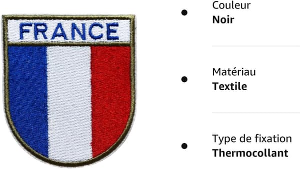 Sæt med 5 franske flag-patches, 8x7 cm
