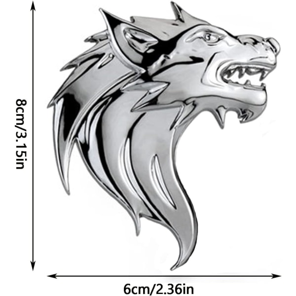 1 par 3D metall ulvehode bilklistremerke 3D metall bilklistremerke ulv H