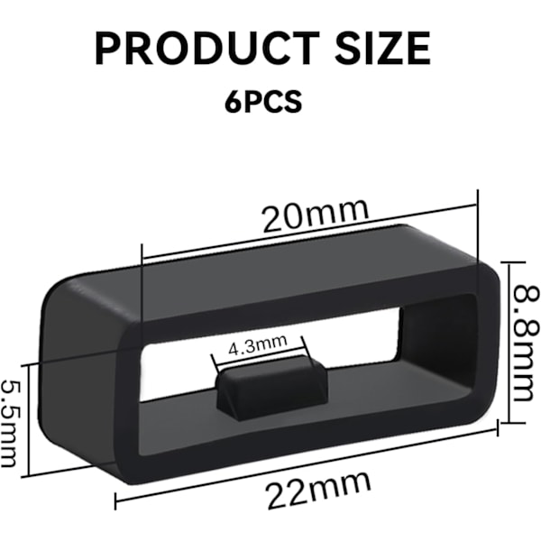 20mm Smart Watch Band Hållare Loop, 10 st Universal Silikon Klockarmband Hållare Ersättning Svart Gummi Klockarmbandsfäste Loop Armbandsfäste Ri