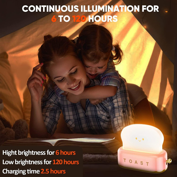 Pink Kids Night Light, LED Toaster Nattlampe, Baby Night
