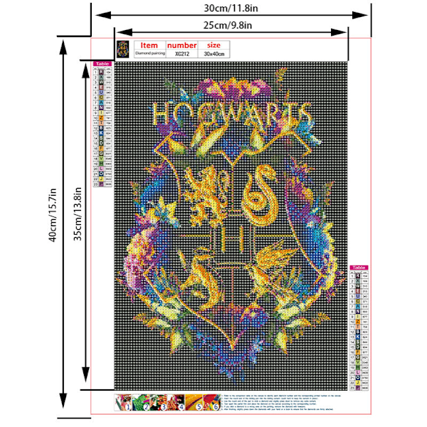 30*40 CM Hogwarts 5D DIY Diamantmaleri Kit Fuld Kit til A
